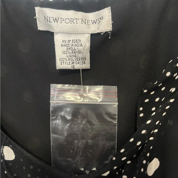 Newport News Polka Dot Silk Chiffon Dress – Size 12 - Picture 3 of 3